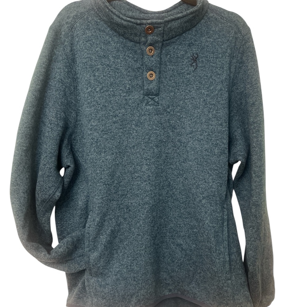 Browning Blue Button-Up Sweater fall hunting outdoor business casual size XL